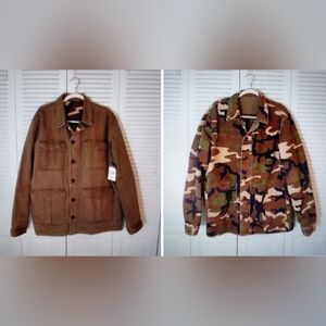 NWT REVERSIBLE FOREVER 21 MEN'S XL MILITARY CHORE BUTTON ARMY CAMO 100% COTTON